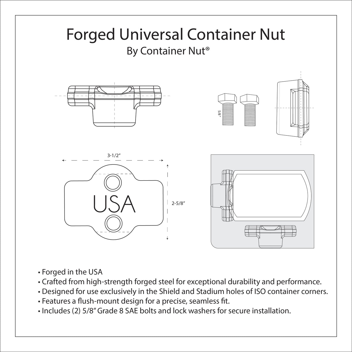 Forged Universal Container Nut | 24 PACK