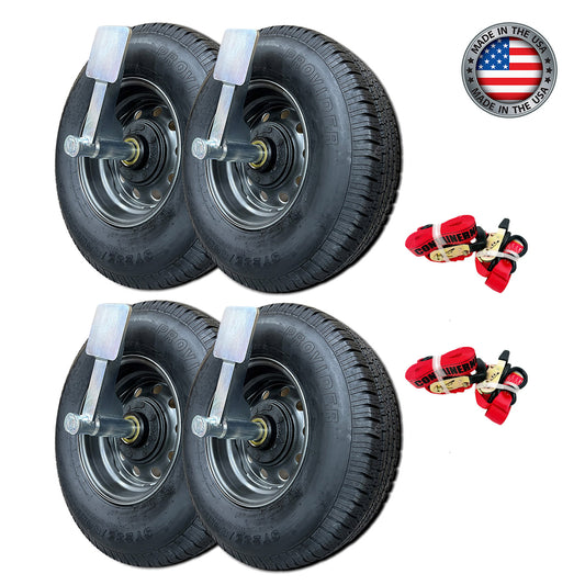 EZY Wheels Double Bundle | 8 Lug | 2 sets of EZY Wheels + 4 Wheels/Tires + Ratchet Straps