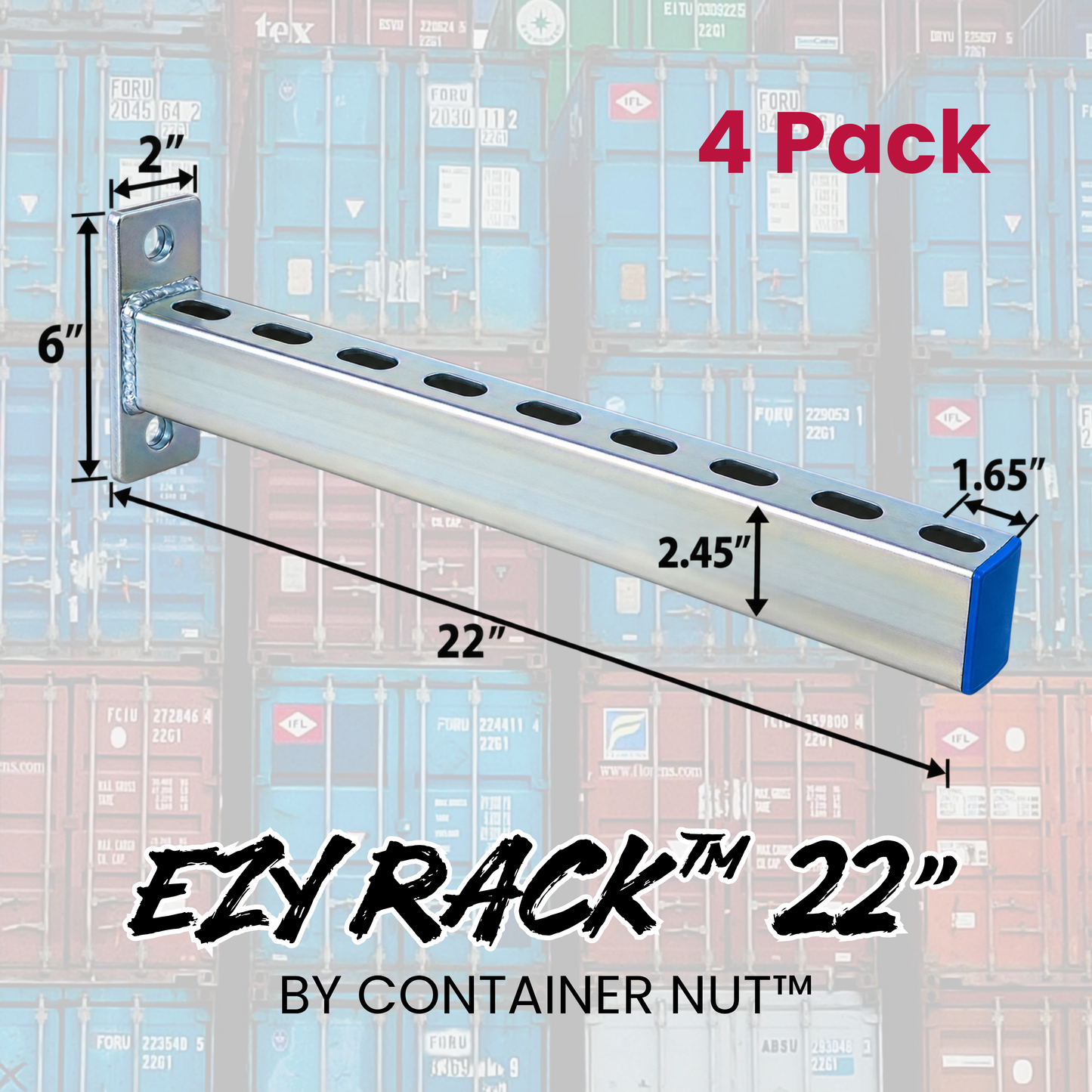 EZY Rack™ 22" Heavy-Duty Galvanized Storage & Shelving Bracket | 4 Pack