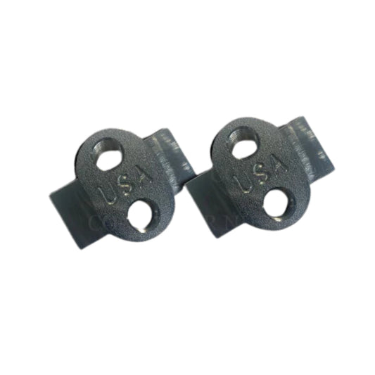 Two round silver Universal Container Nuts with "U.S.A." engraved on each.