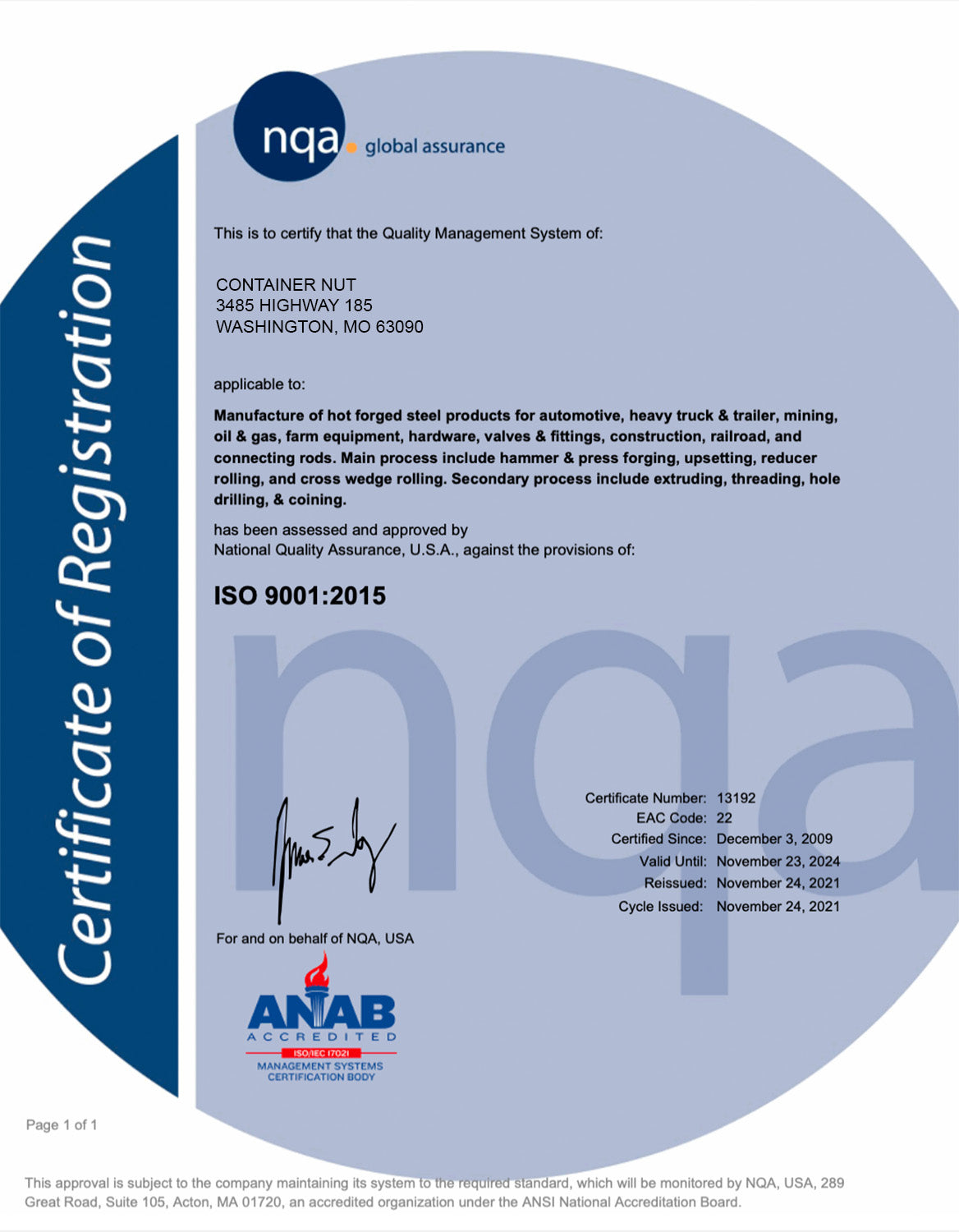 Forged Universal Container Nut | 24 PACK