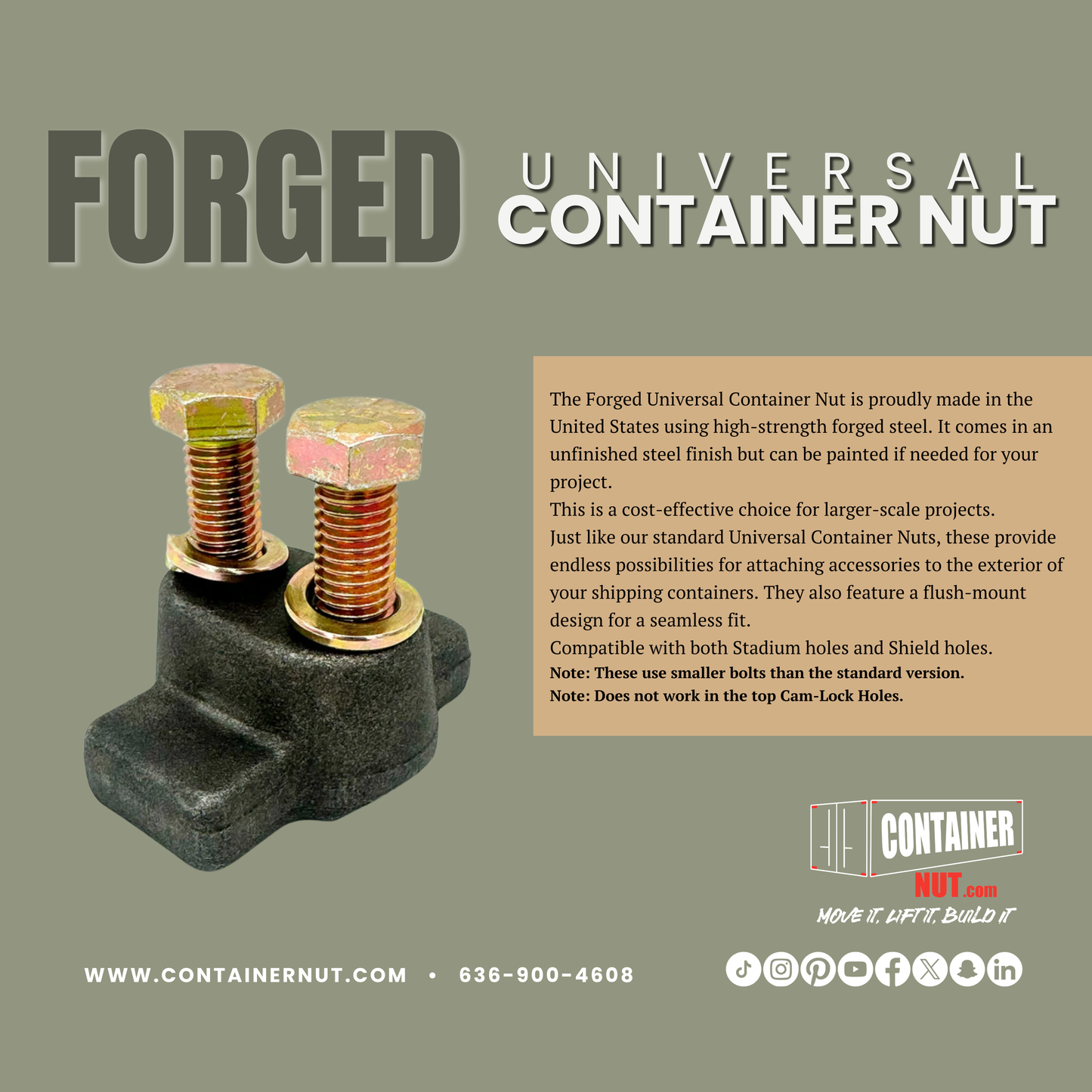 Forged Universal Container Nut | 24 PACK