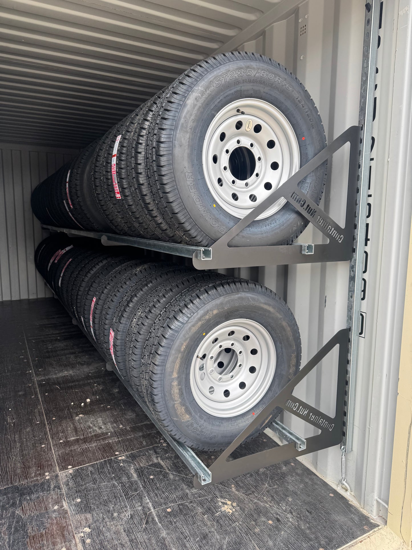 EZY Tire Bracket Kit | Complete Set for 20 Foot Shipping Container | Container Nut Included