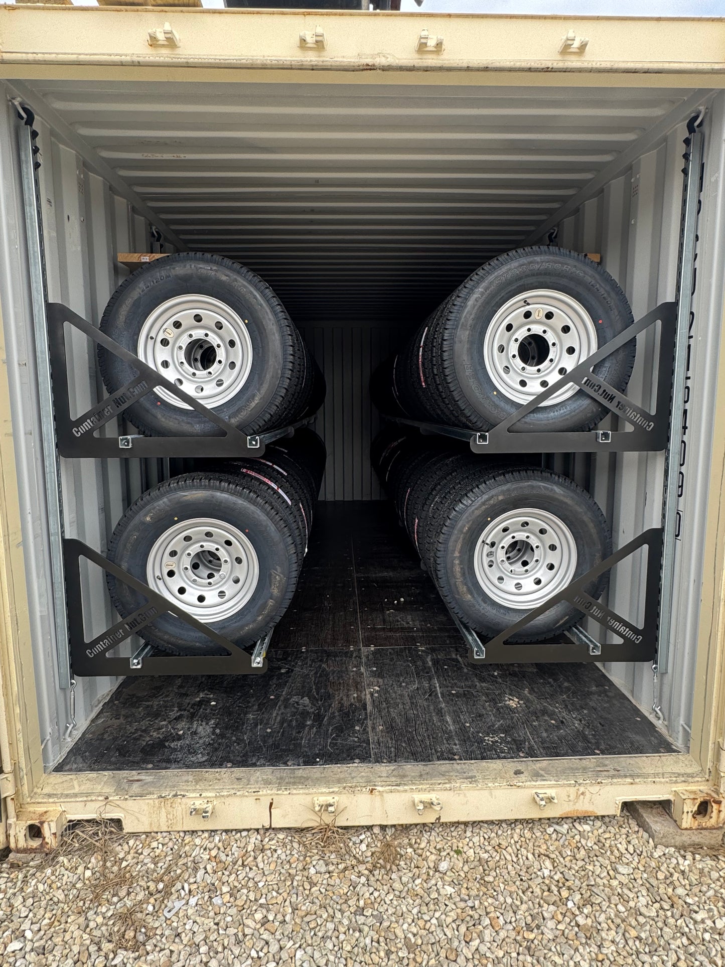 EZY Tire Bracket Kit | Complete Set for 20 Foot Shipping Container | Container Nut Included