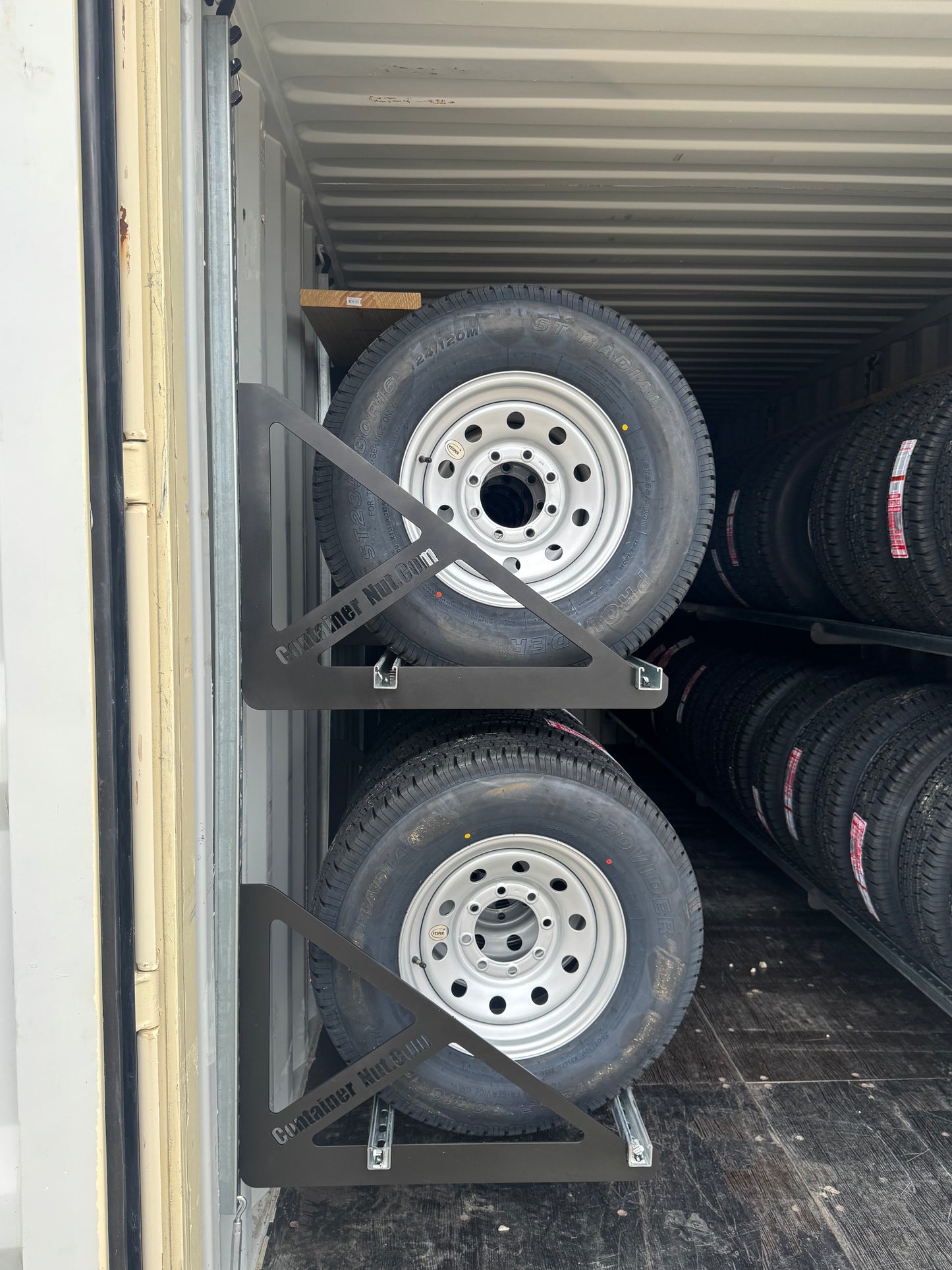 EZY Tire Bracket Kit | Complete Set for 20 Foot Shipping Container | Container Nut Included