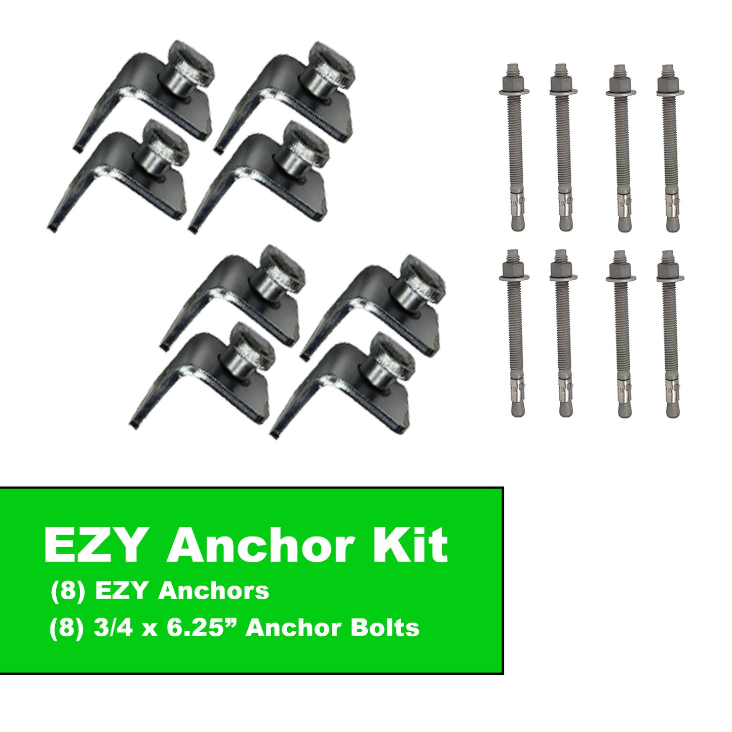 EZY Twist Locks Kit | Shipping Container Anchors | (8) Anchors + (8) 6.25" Anchor Bolts