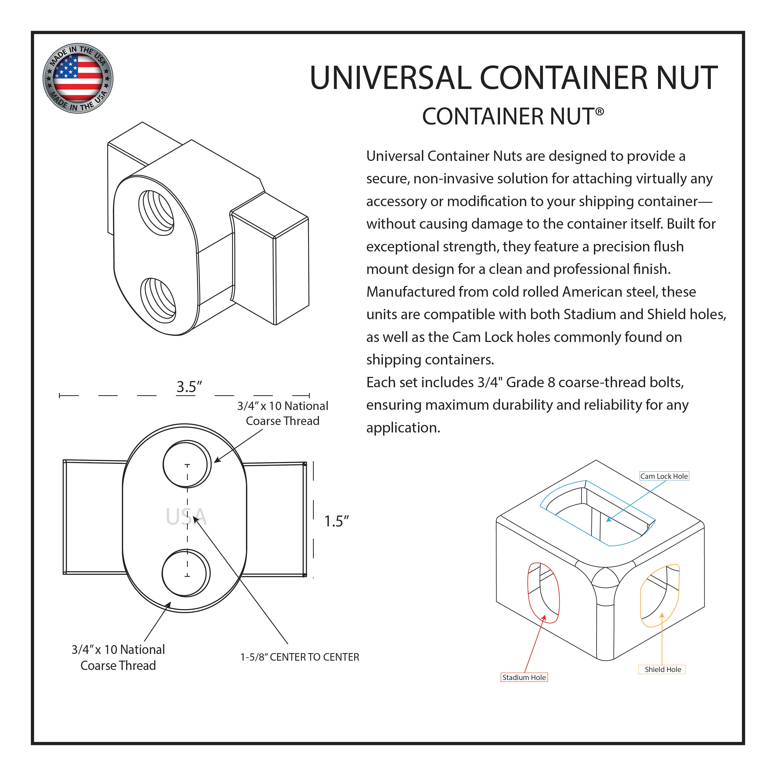 Flush Mount Hardware, ISO Pocket Compatible for Containers