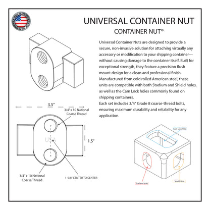 Universal Container Nut | 2 Pack | Shipping Container Mounts
