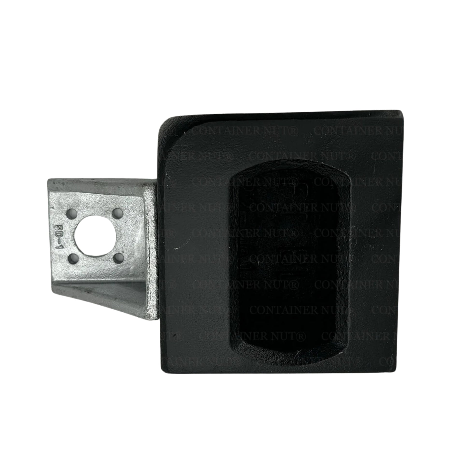 Galvanized Twist Locks with a heavy-duty metal bracket attachment.