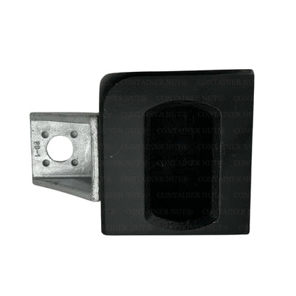 Galvanized Twist Locks with a heavy-duty metal bracket attachment.