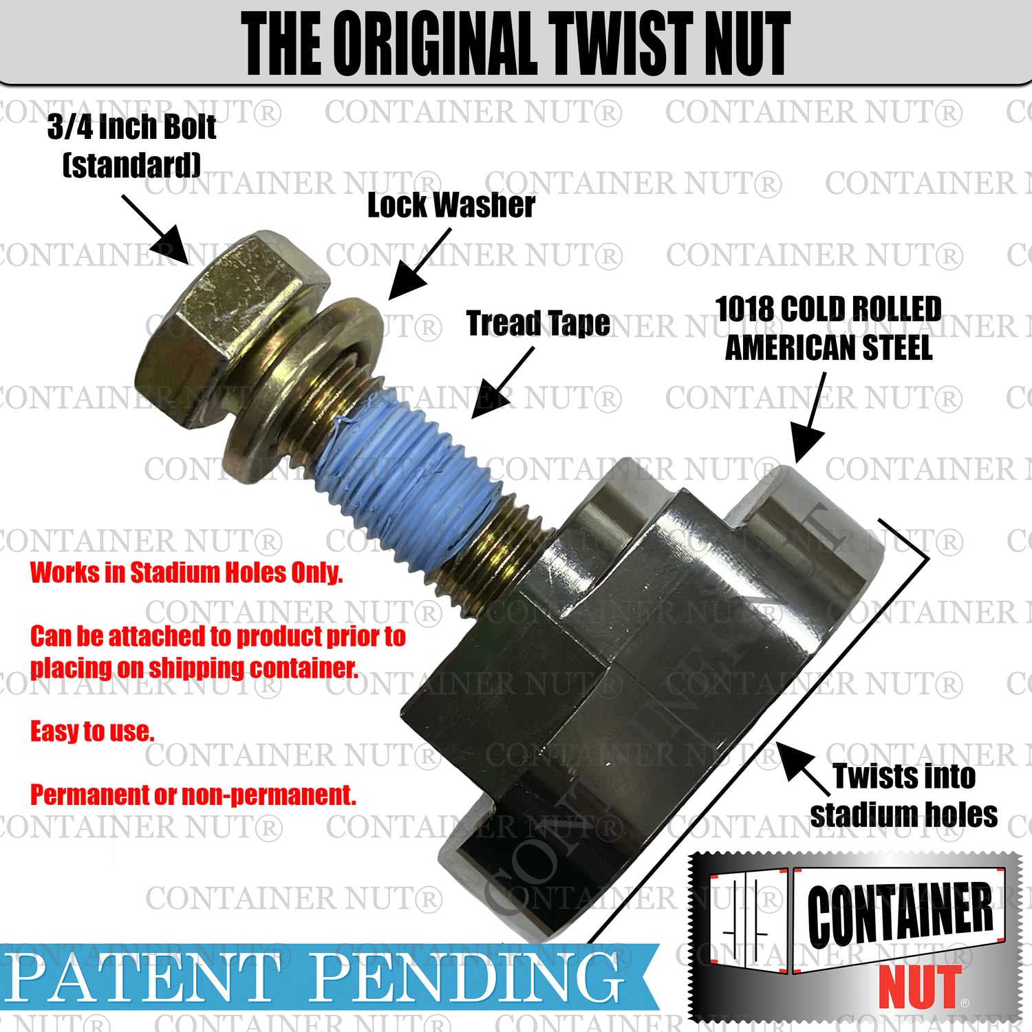 2-Pack Twist Nuts Shipping Container Mounts - Container Nut