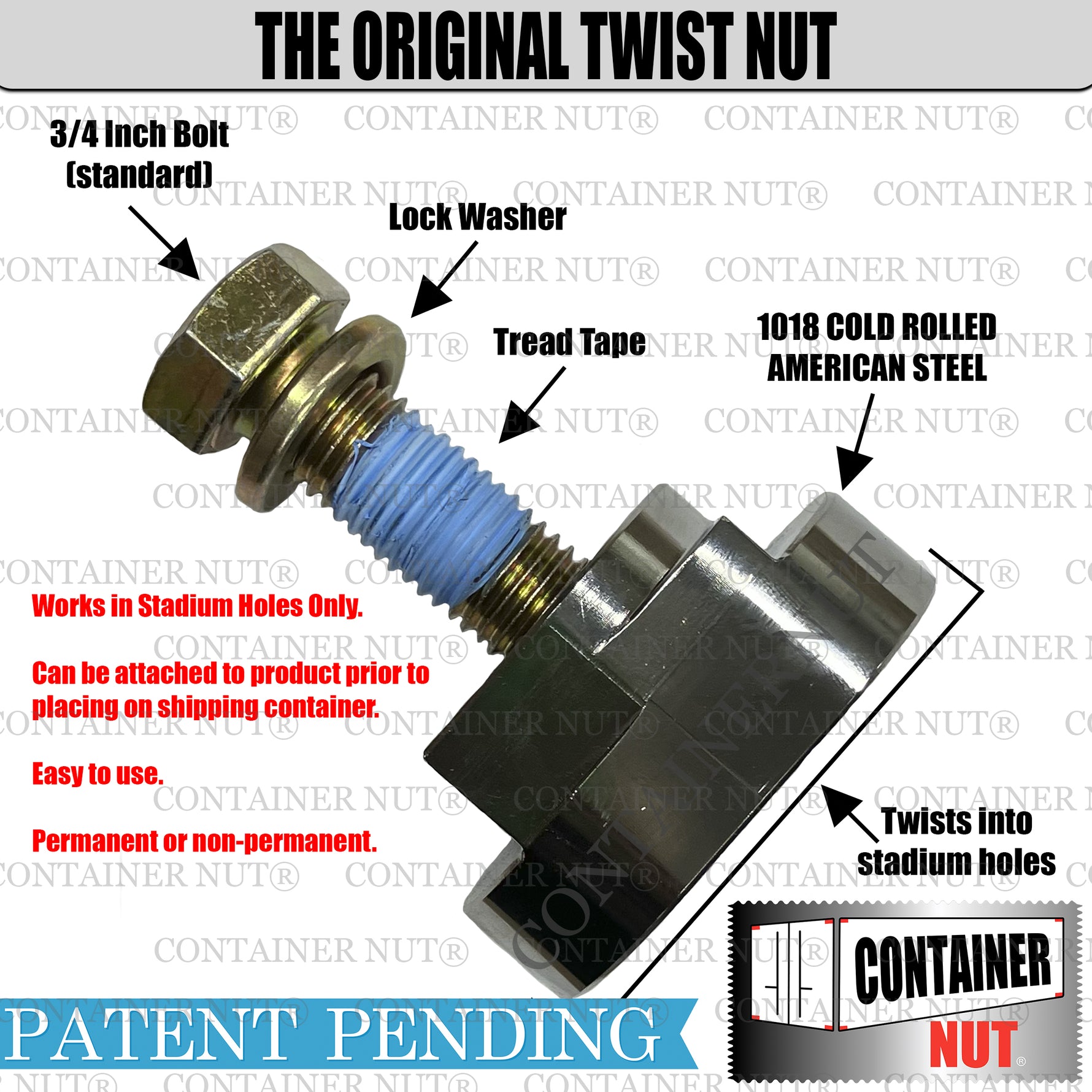 2-Pack Twist Nuts Shipping Container Mounts - Container Nut