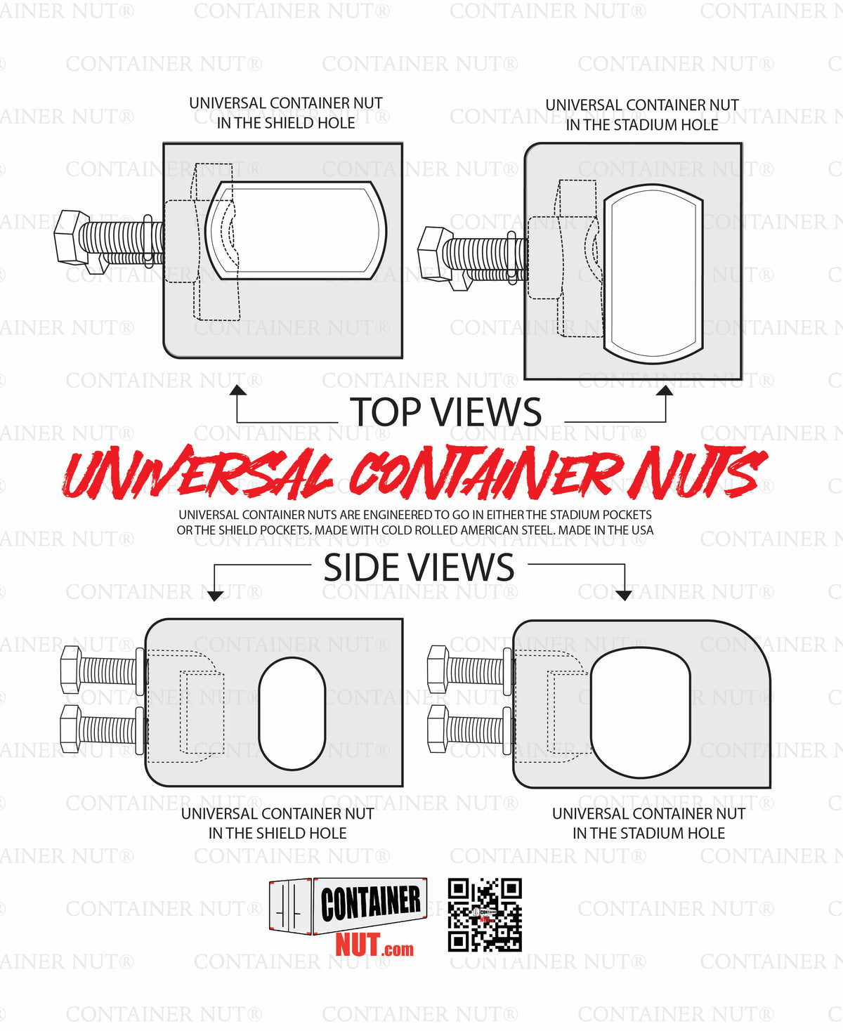 Flush Mount Hardware, ISO Pocket Compatible for Containers