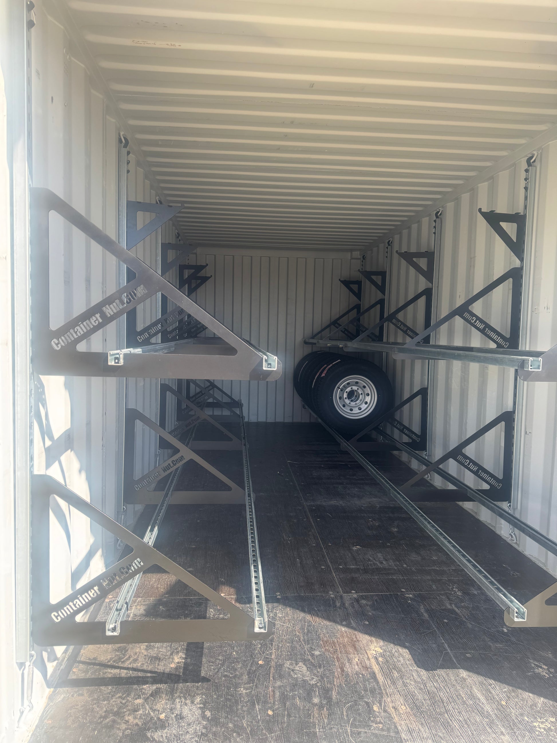Tyre Container Layout EZY Tire Mounting System for Shipping Containers | USA-Made