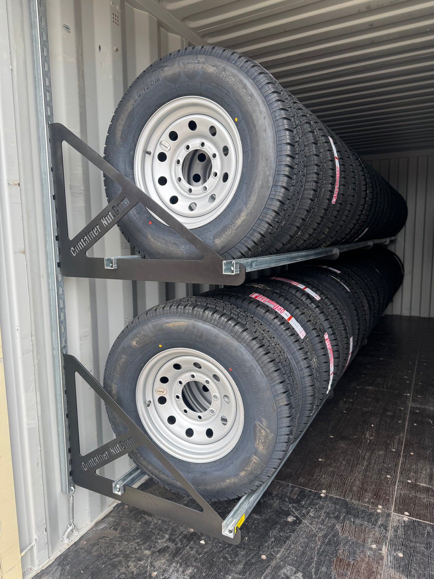 Tyre Container Layout EZY Tire Mounting System for Shipping Containers | USA-Made