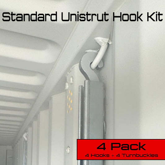 EZY Unistrut Standard Hook Kit | Hook + Turnbuckle | 4 Pack | Unistrut Not Included | (Does Not Work with EZY Shelving)