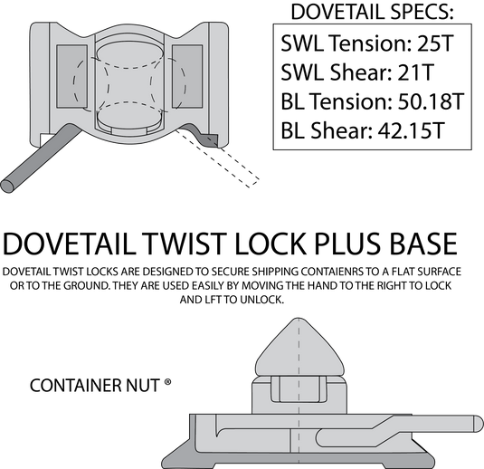 Dovetail Twistlock 45º with base | Single