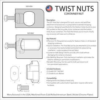 2-Pack Twist Nuts Shipping Container Mounts - Container Nut
