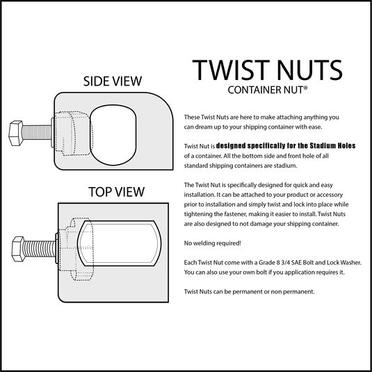 Twist Nuts | 4 Pack | Shipping Container Mounts